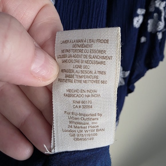 Free People Jasmine Embroidered Mini Dress in Navy Blue Small Good Condition - Picture 16 of 16